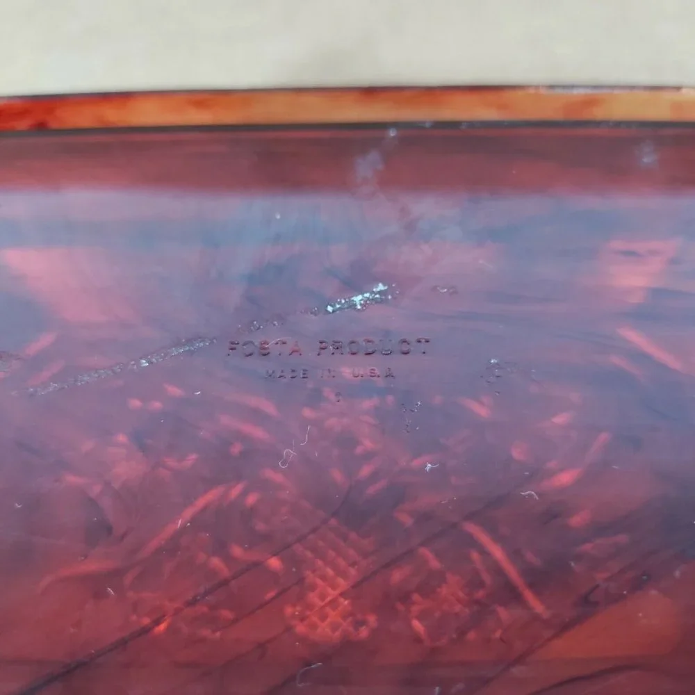 2/$20 Clear Amber Gold Tone Plastic Jewelry Box Fosta Product Made In USA Floral